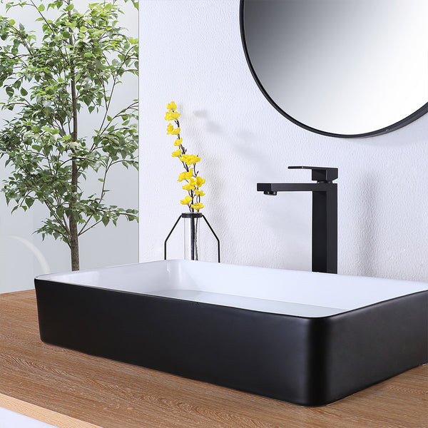 Modern Single-handle Bathroom Sink Faucet with Square Cover