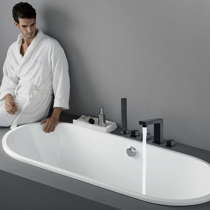 Triple Handle Deck Mounted Tub Faucet with Handshower - Modland