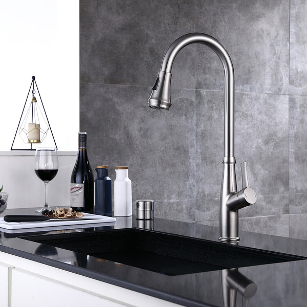 Pull Out Single Handle Two Function Deck Mounted Kitchen Faucet - Modland