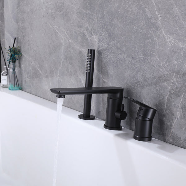 Dual Handle Deck Mounted Tub Faucet with Handshower