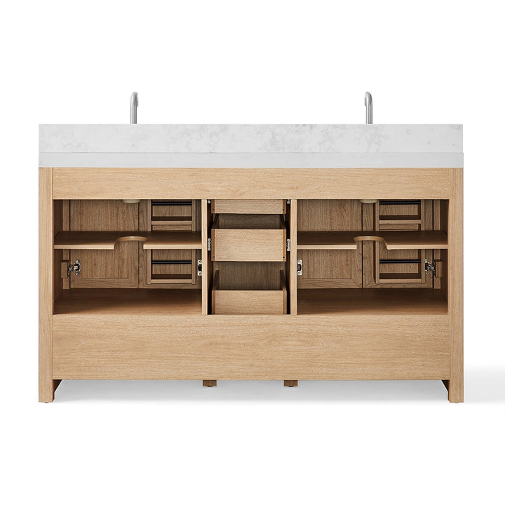 60 inch bathroom freestanding vanities back open storage view