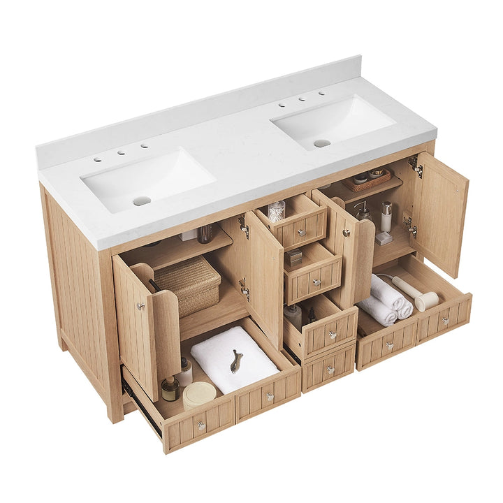 60 inch bathroom freestanding vanities open storage drawers