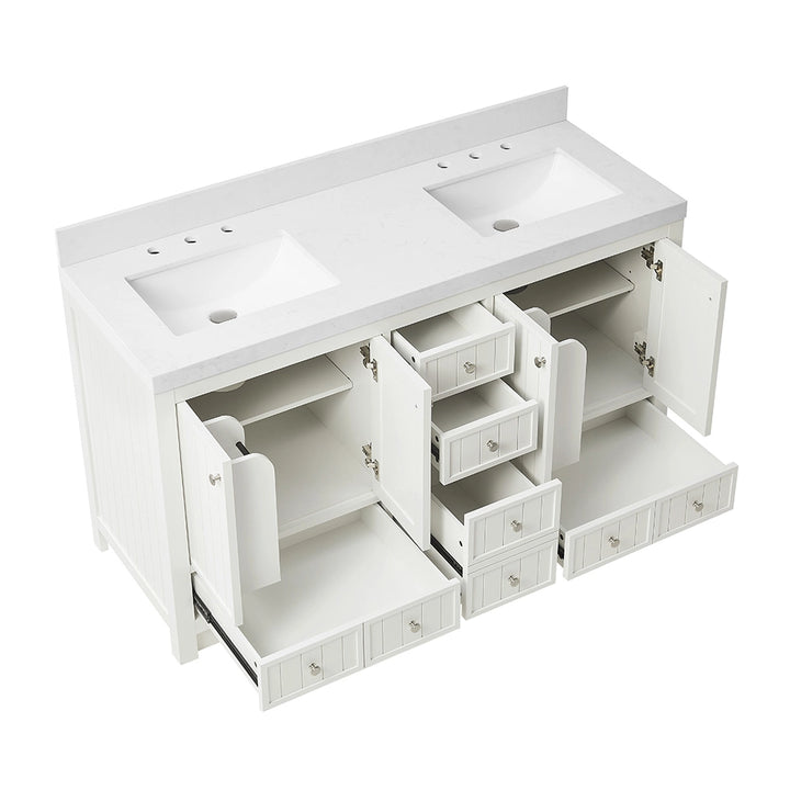 60 inch white bathroom freestanding vanities with empty storage