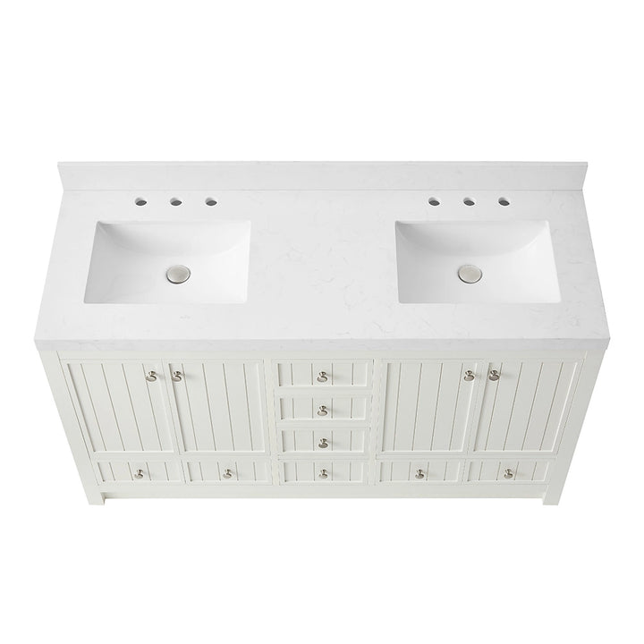 60 inch white bathroom freestanding vanities top view double sink