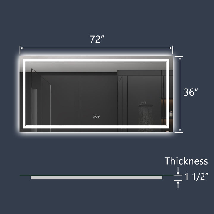 Linea 72" W x 36" H Modern Bathroom Lights over Mirror for Enhanced Illumination - Modland