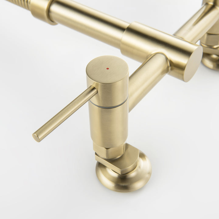 Wall Mounted Bridge Kitchen Faucet With 3 Function Sprayer And Spring Spout - Modland