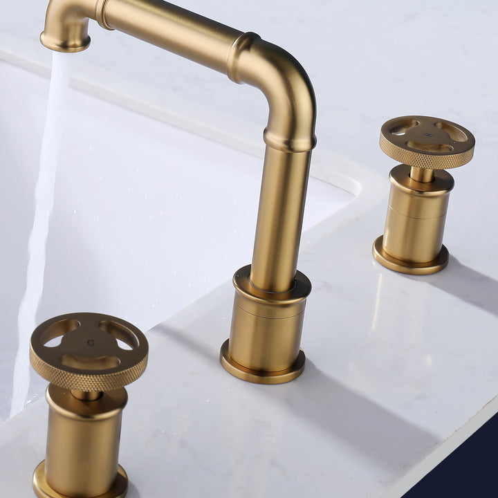 Deck Mounted Dual Handles Modern Industrial Style Bathroom Sink Faucet - Modland