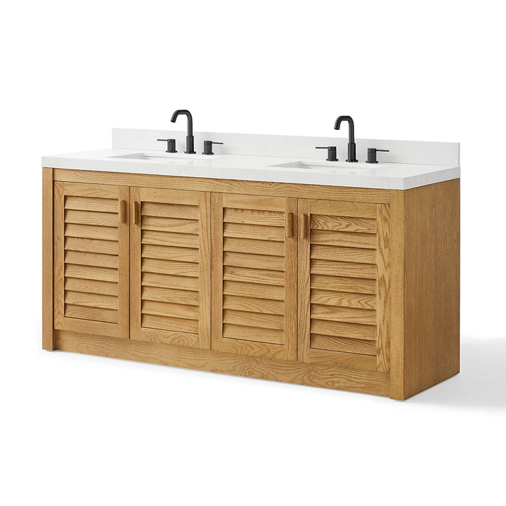 72 inch bathroom freestanding vanity double sink angled view