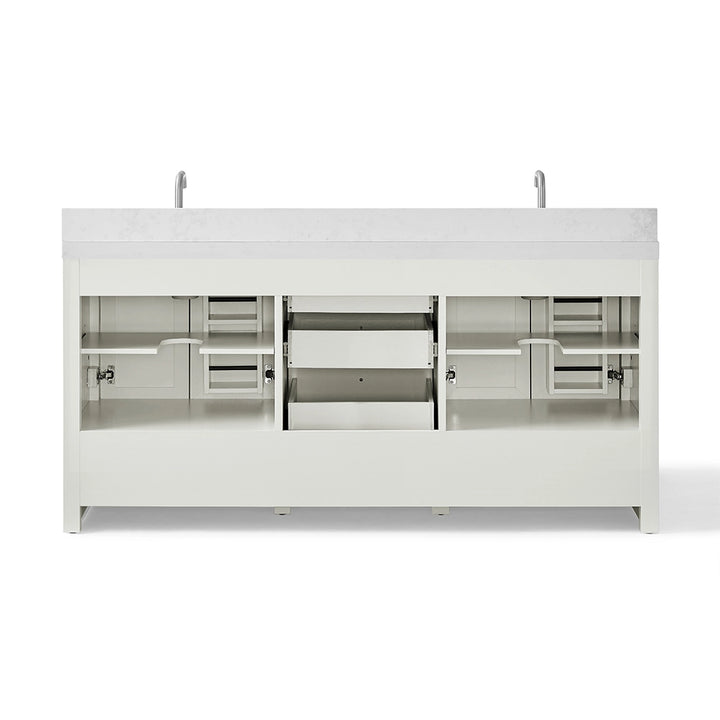 72 inch bathroom freestanding vanity open back storage view