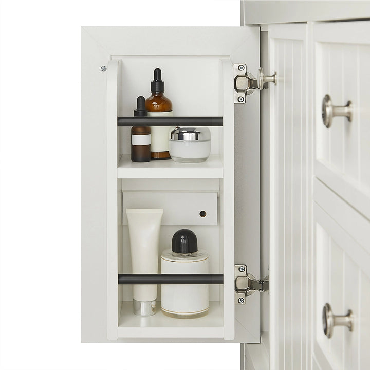 72 inch bathroom freestanding vanity door storage shelf detail