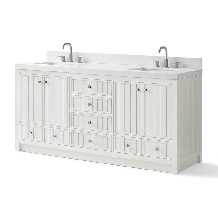 72 inch bathroom freestanding vanity double sink angled view