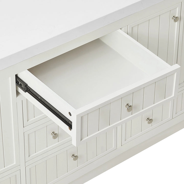 72 inch bathroom freestanding vanity empty drawer detail view