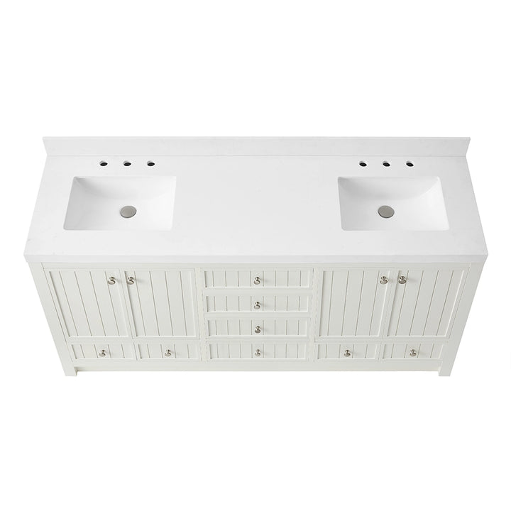 72 inch bathroom freestanding vanity top view with double sinks