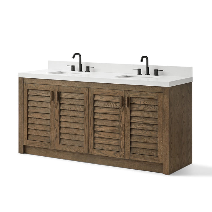 72 inch dark brown bathroom freestanding vanity angle view