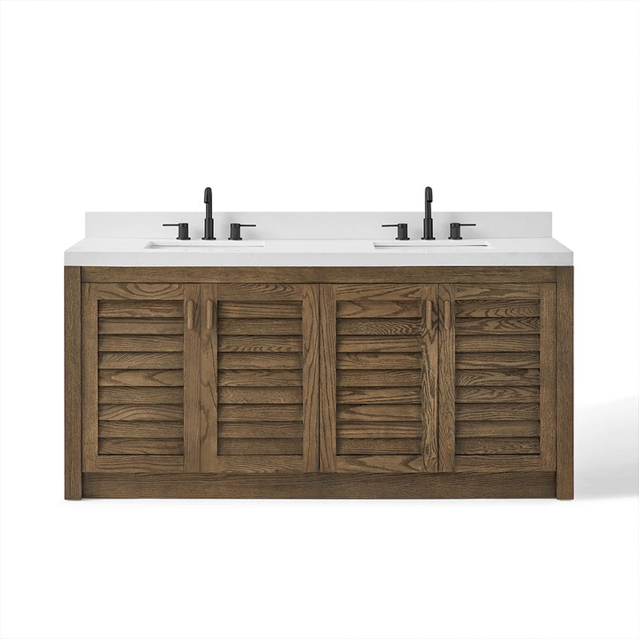 72 inch dark brown bathroom freestanding vanity front view