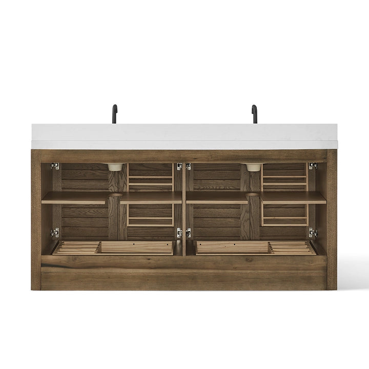 72 inch dark brown bathroom freestanding vanity interior view