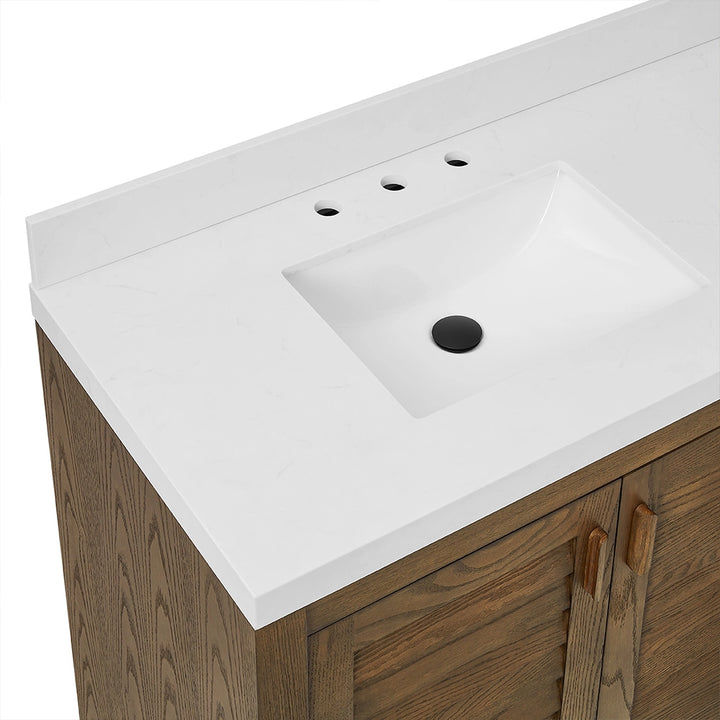 72 inch dark brown bathroom freestanding vanity sink top detail