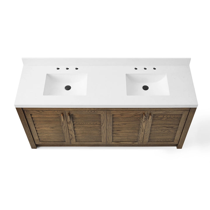 72 inch dark brown bathroom freestanding vanity top view