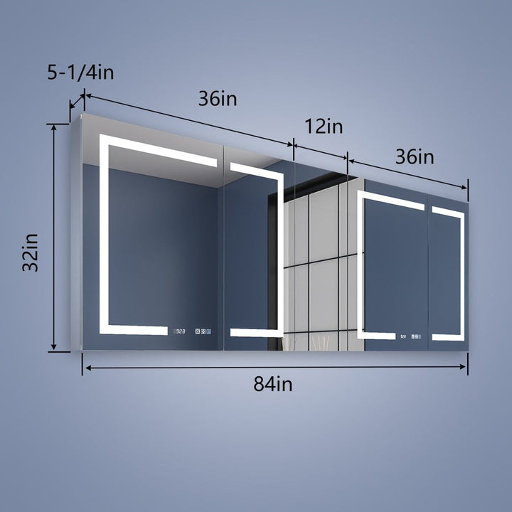 84x32 inch led mirror three color temperatures