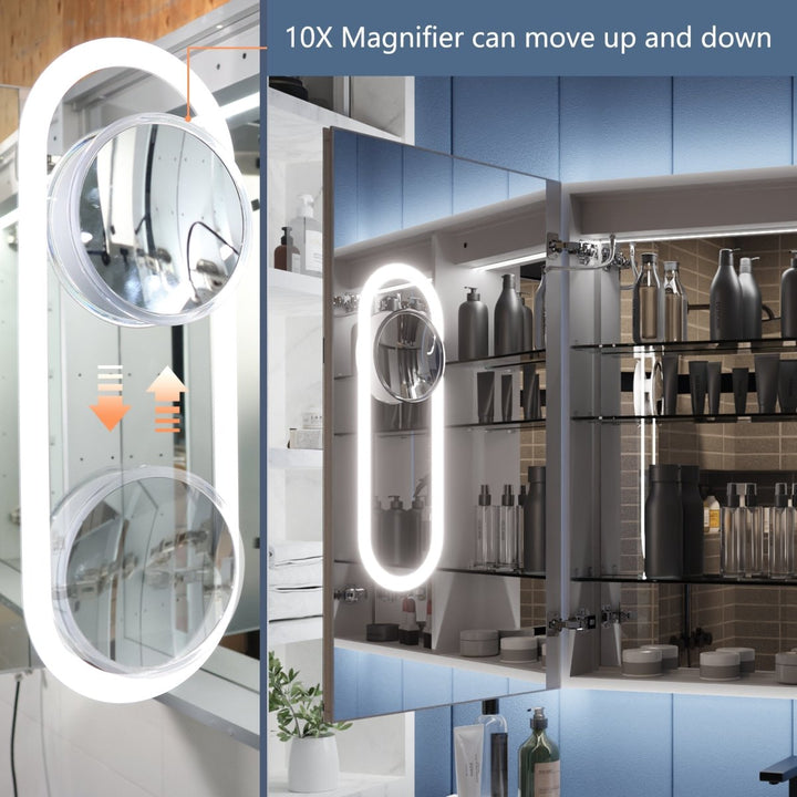 84x36 inch magnifier mountable lit medicine cabinet