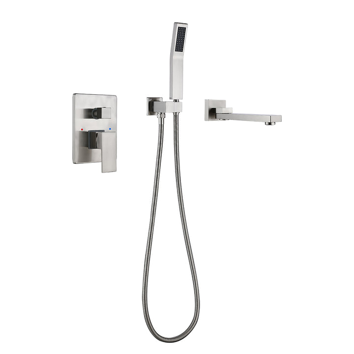 Wall Mounted Double Handle Roman Tub Faucet with Hand Shower - Modland