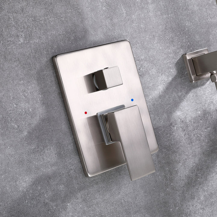 Wall Mounted Double Handle Roman Tub Faucet with Hand Shower - Modland