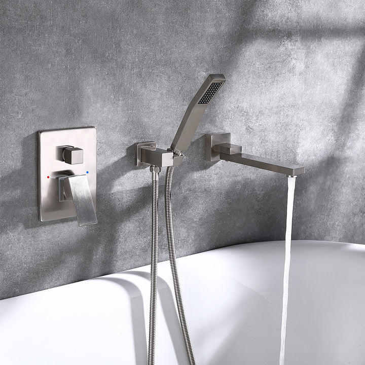Wall Mounted Double Handle Roman Tub Faucet with Hand Shower - Modland