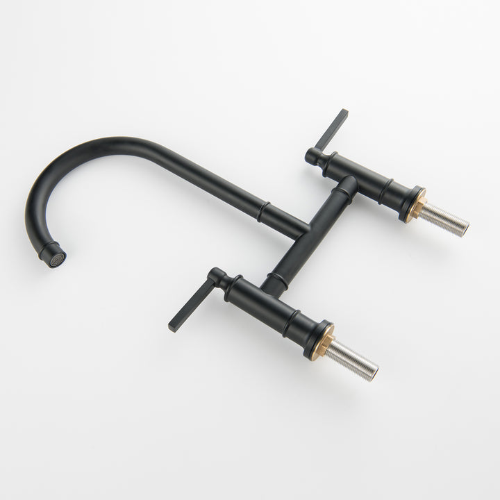 Double Handle High-Arc Bridge Kitchen Faucet With Side Spray - Modland