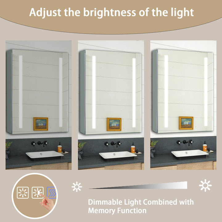 Adjustable Brightness LED Mirror with Memory Function