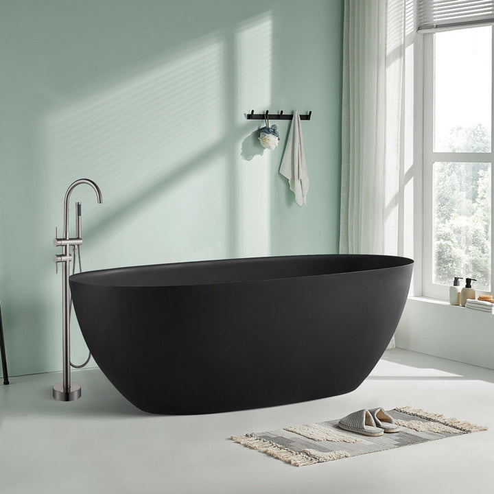 Bathroom Artificial Stone Freestanding Soaking Bathtub With Overflow Port - Modland