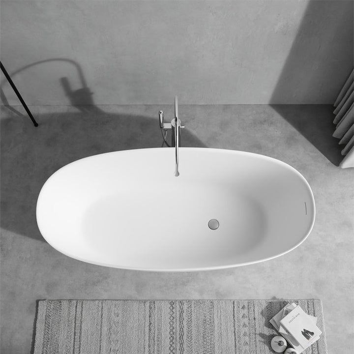 Bathroom Artificial Stone Freestanding Soaking Bathtub With Overflow Port - Modland