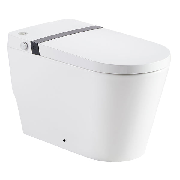 Smart Toilet with Built-in Bidet, Hands-Free Auto Open/Close, Wider Heated Seat, Foot Sensor Flush, Off-Seat Auto Flushing, Touch Panel Remote