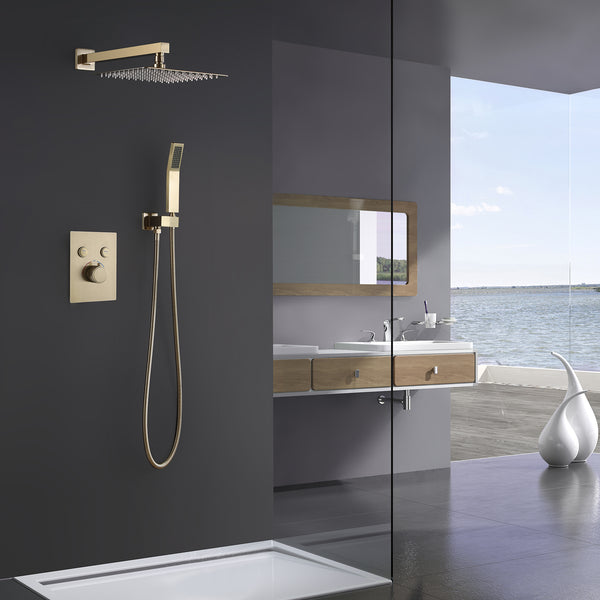 Luxury Wall Mounted Thermostatic Shower System With Rough-In Valve