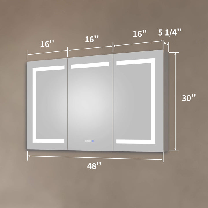 48-inch LED mirror cabinet dimensions: 48" x 30" x 5.25"