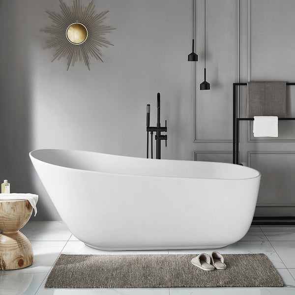 Modland 65.4'' x 30'' Freestanding Soaking Solid Surface Bathtub - Modland