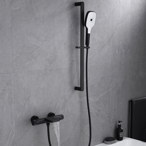 Wall Mounted Thermostatic Shower System With Tub Faucet And Slide Bar