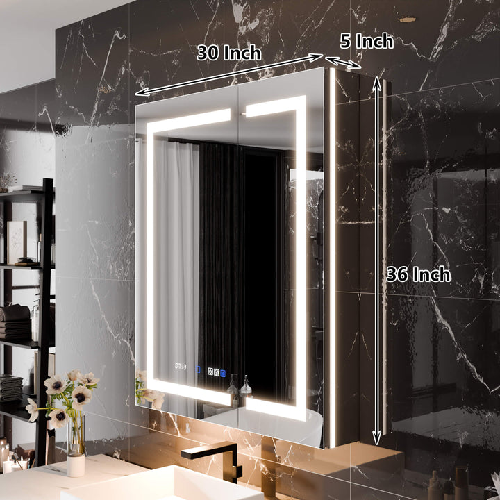 LED Bathroom Mirror 30x36 Inch Dimensions Modern Design