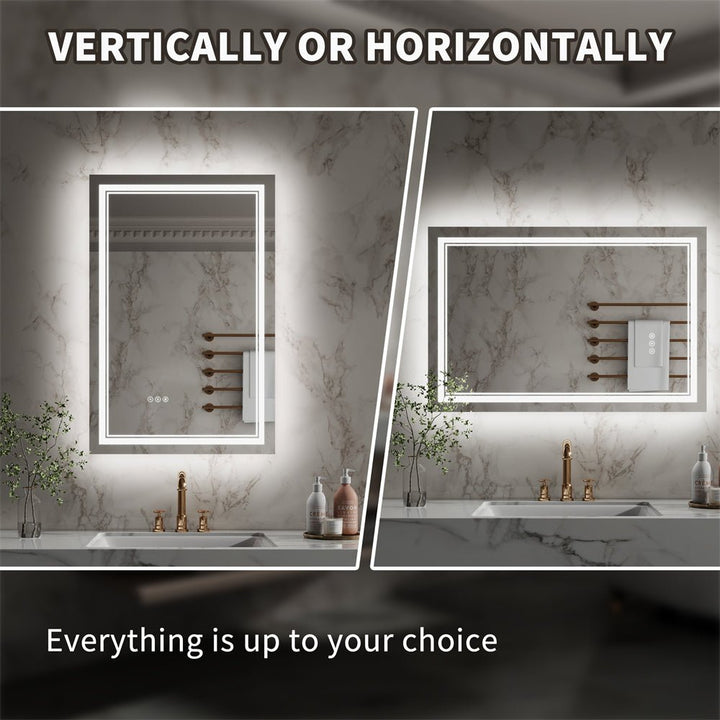 LED Mirror Vertical Horizontal Installation