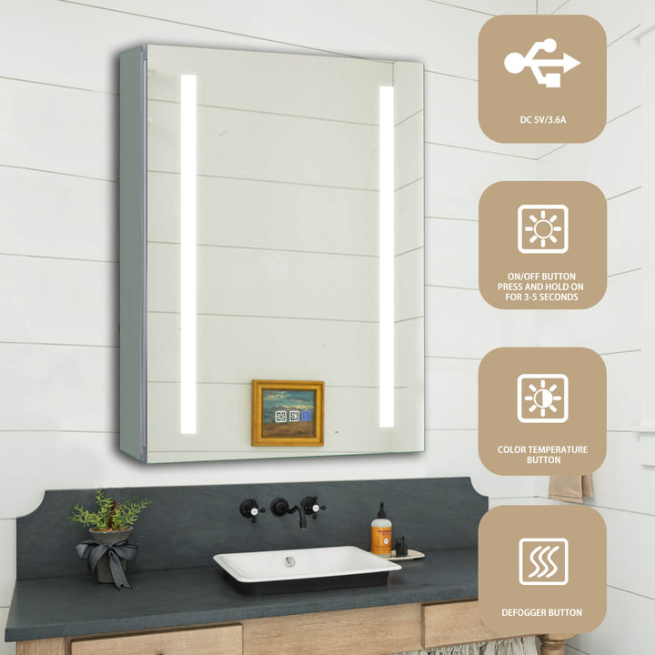 LED Mirror with Multiple Functional Buttons