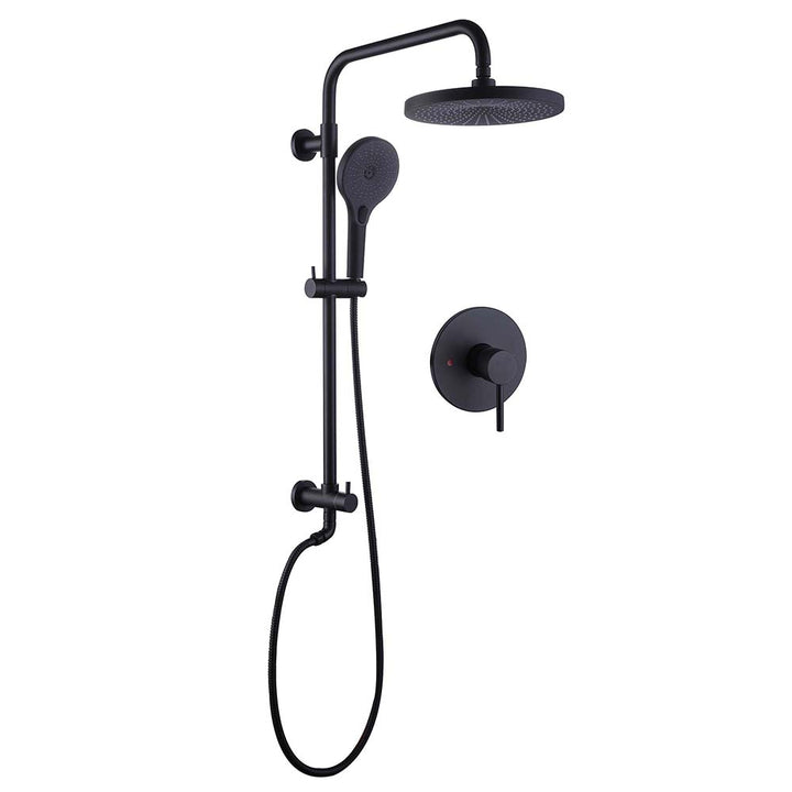 Matte Black shower system set white background