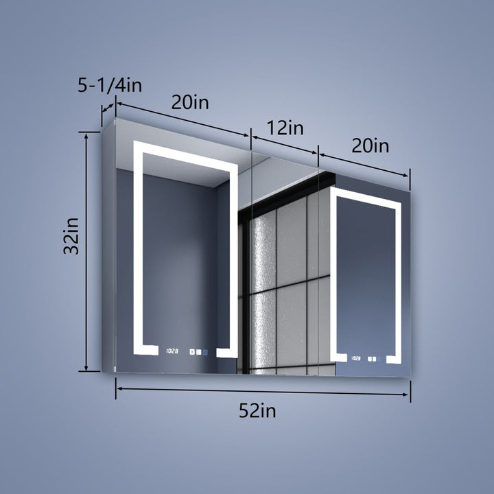 Medicine Cabinet LED Lighted 52 inch