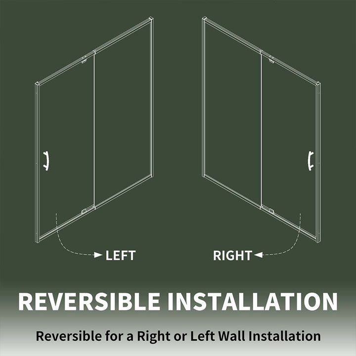 Pivot shower door reversible installation left or right