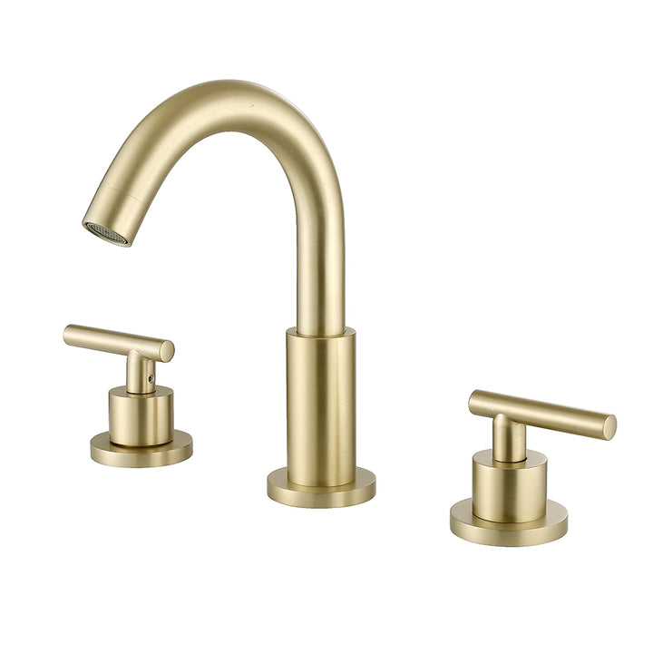 Brushed gold widespread bathroom faucet three piece modern design