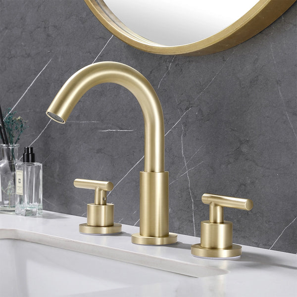 Brushed gold widespread faucet modern bathroom sink fixture