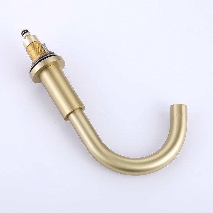 Brushed gold gooseneck spout for widespread bathroom faucet