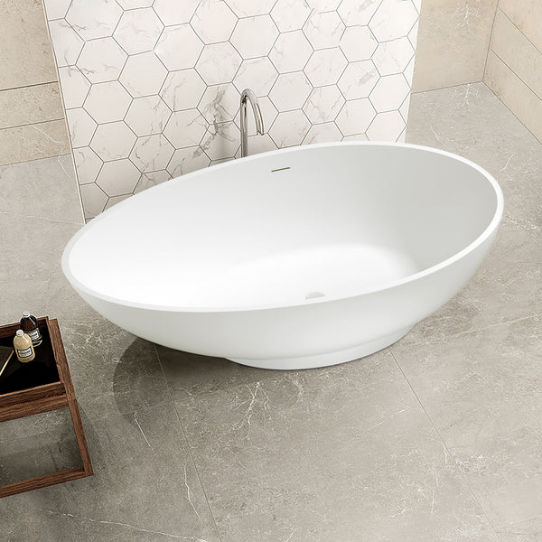 Modland 70.1'' x 35.4'' Freestanding Soaking Solid Surface Bathtub - Modland