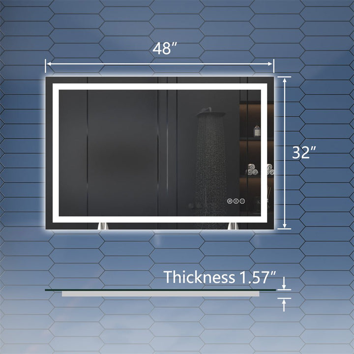 Apex 48" W x 32" H LED Bathroom Lighted Mirror for Enhanced Visibility - Modland