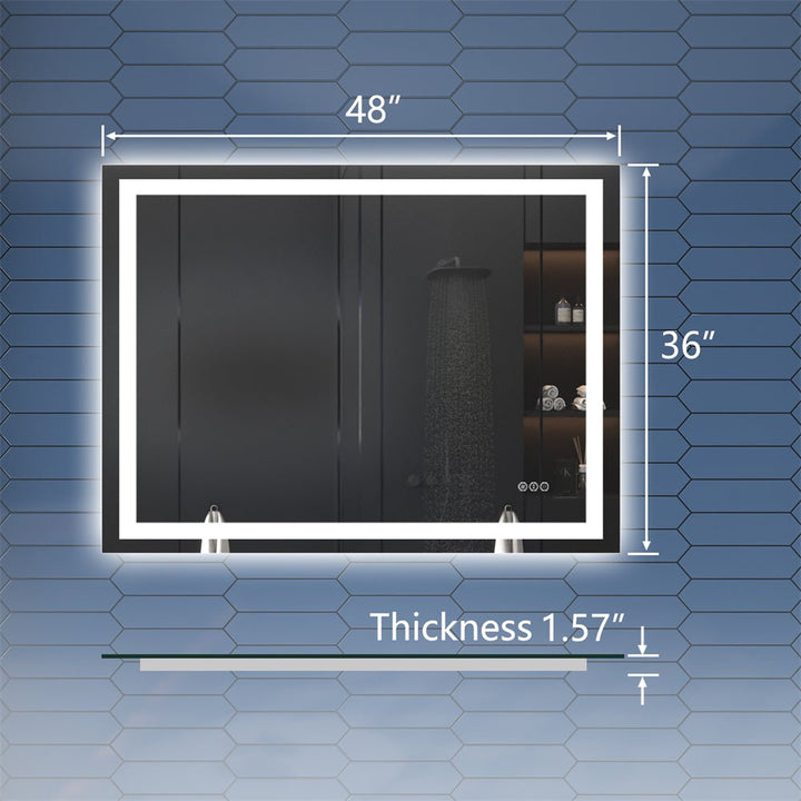 Apex 48" W x 36" H LED Bathroom Mirrors Framed with Timeless Elegance - Modland