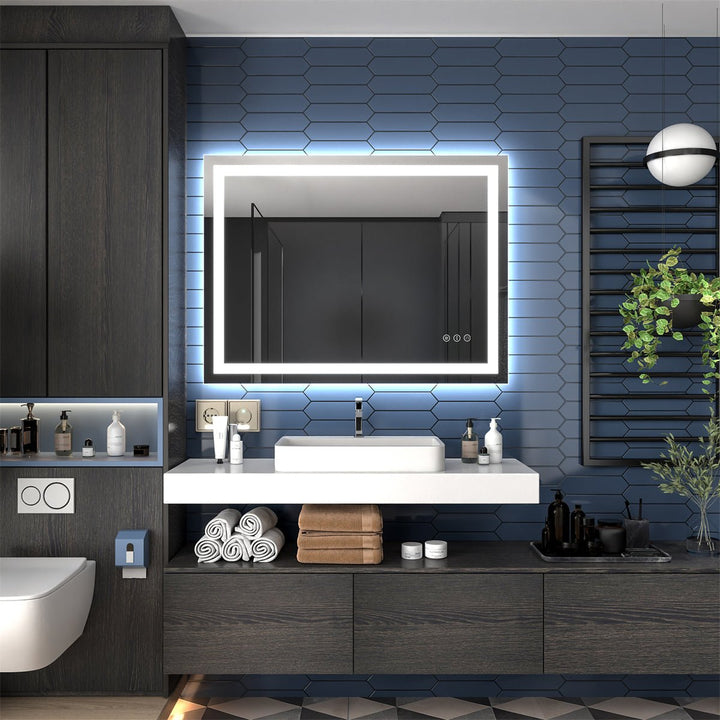 Apex 48" W x 36" H LED Bathroom Mirrors Framed with Timeless Elegance - Modland