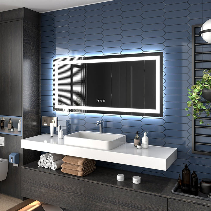 Apex 60" W x 28" H LED Rectangular Bathroom Mirrors for Sleek Design - Modland